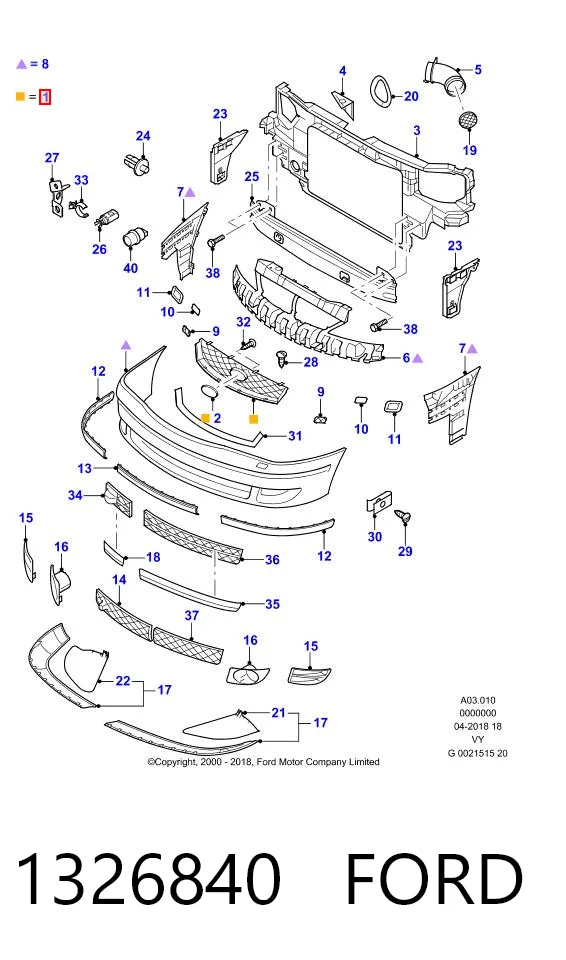 Comprar Parrilla del radiador Ford Galaxy  WGR a bajo precio