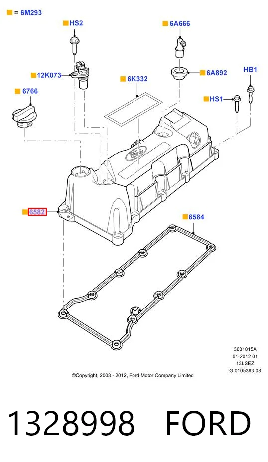 1328998 Ford Tapa de culata
