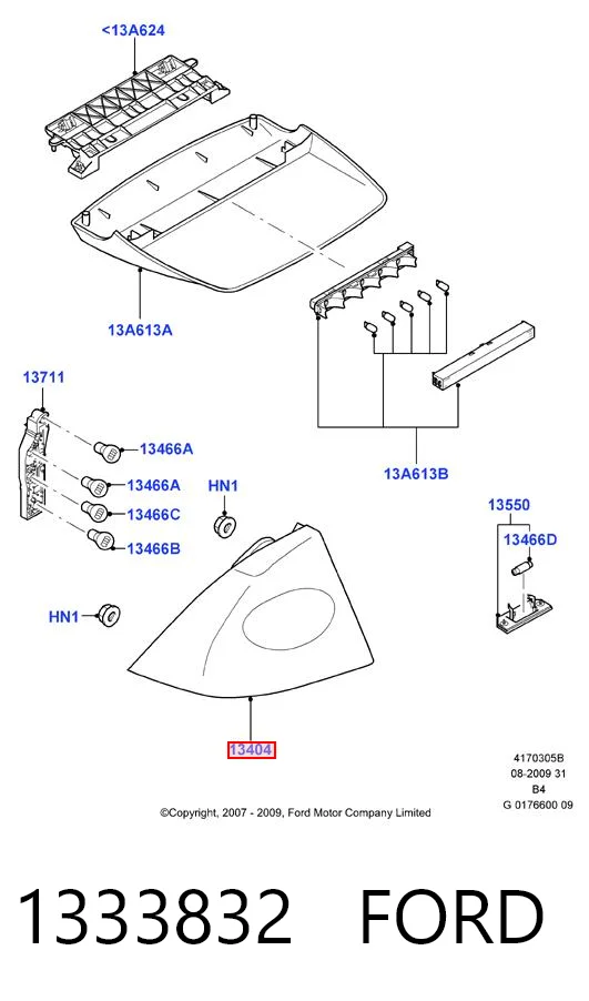 1333832 Ford Piloto trasero derecho