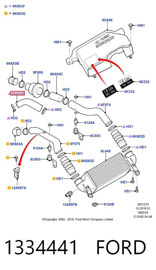1334441 Ford Manguera del intercooler
