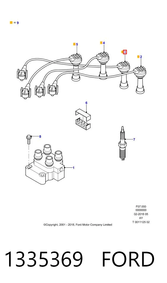 1335369 Ford Cables de alta tensión, juego