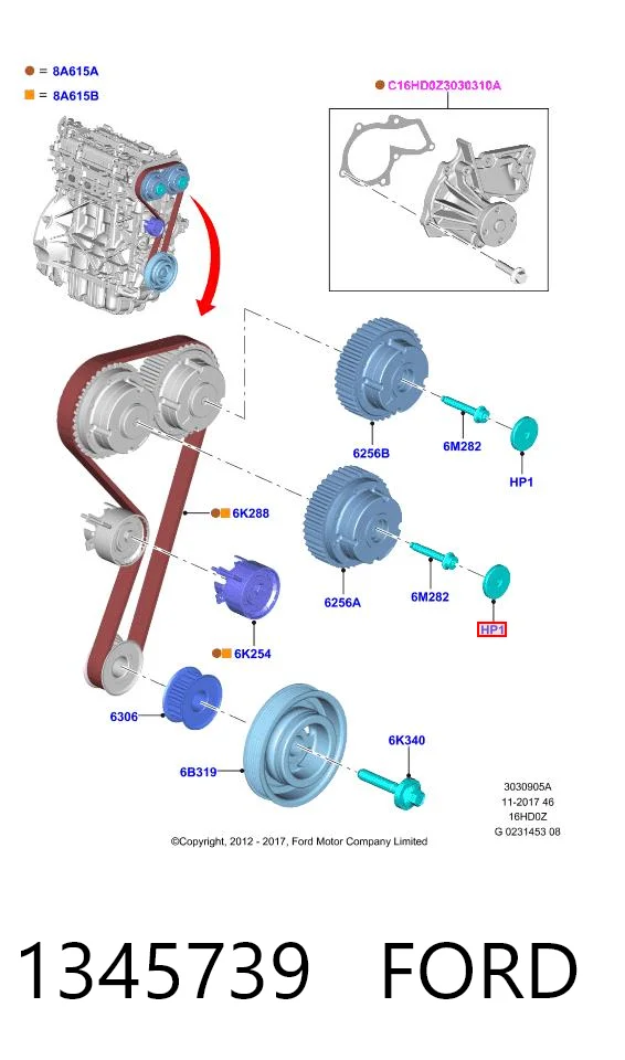 1345739 Ford Engranaje árbol de levas