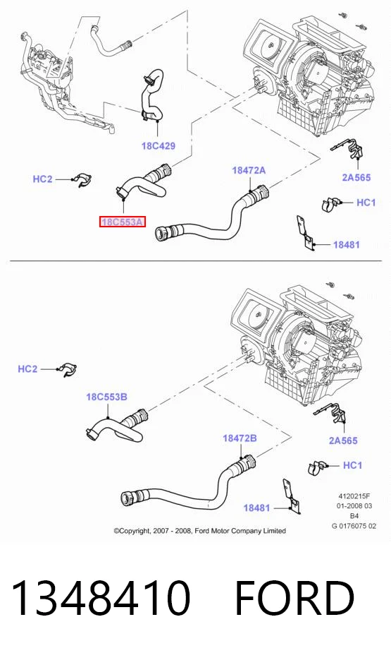 1348410 Ford Manguera de calefacción, entrada