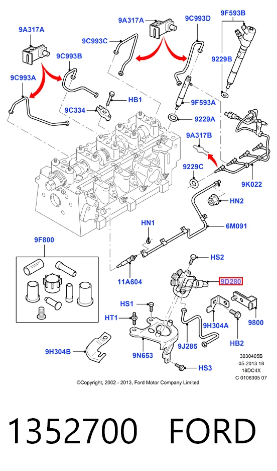 1352700 Ford Sensor de presión de combustible
