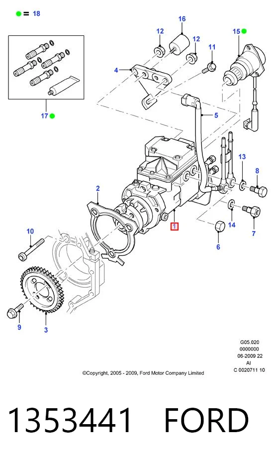 Bomba de alta presión de combustible 1353441 FORD