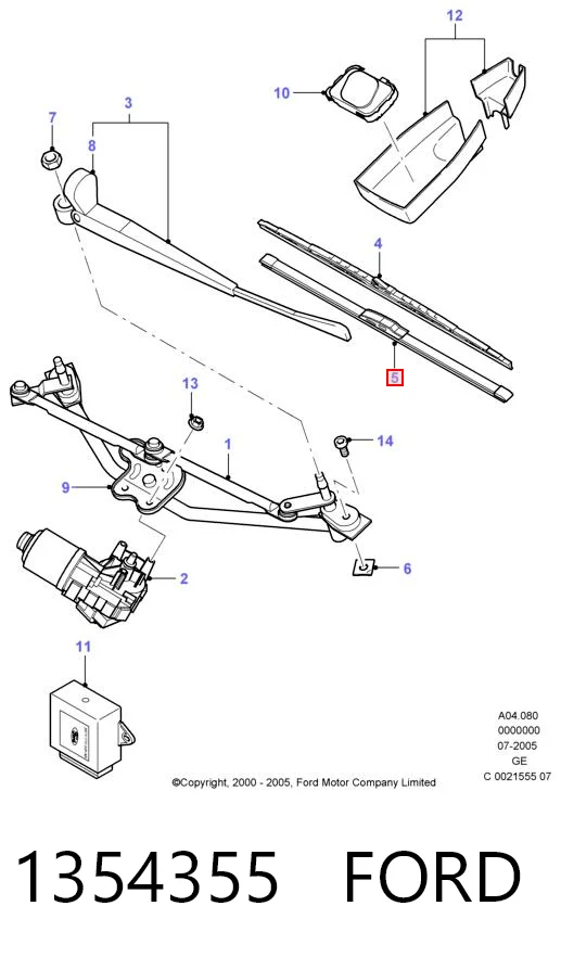 1354355 Ford Escobillas Limpiaparabrisas delanteras