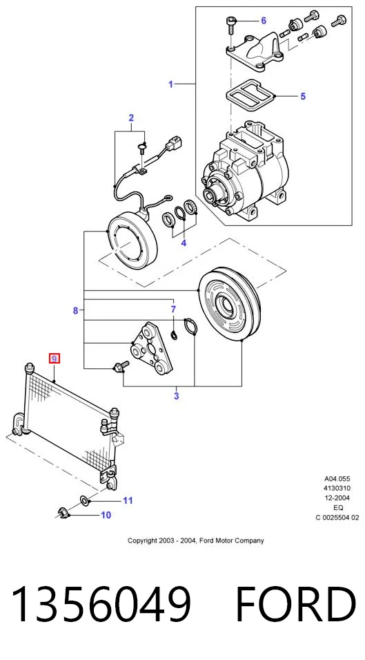 1356049 Ford Radiador de aire acondicionado