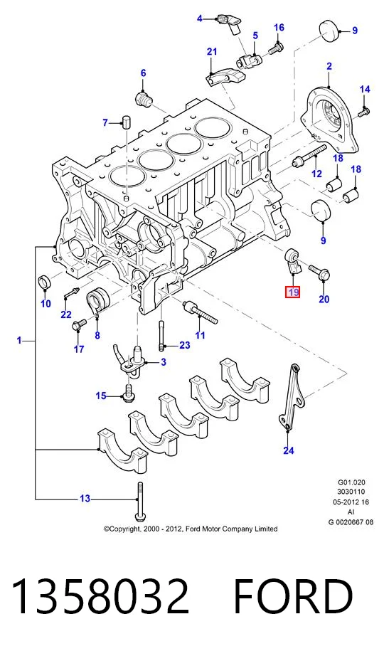 1358032 Ford Sensor de detonación