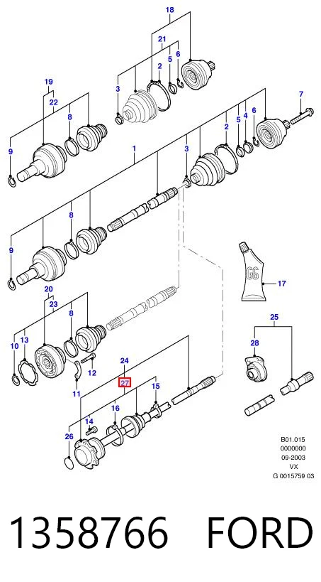 Fuelle transmisión delantero exterior Volvo V70 I (1997-2000)