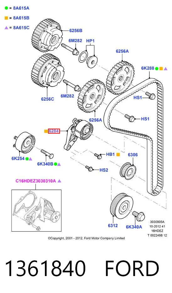 Tensor, correa de distribucion para Ford Fiesta JAS, JBS