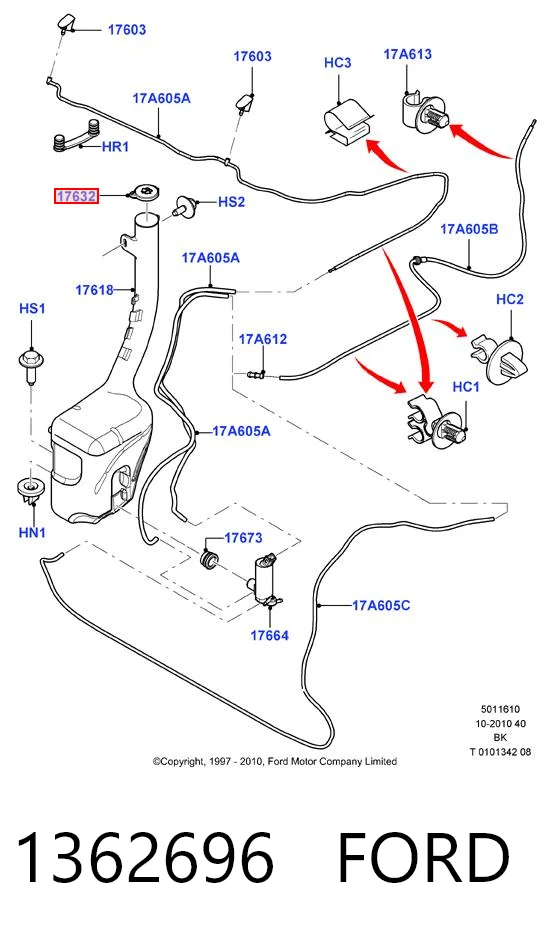 1362696 Ford Botella limpiaparabrisas
