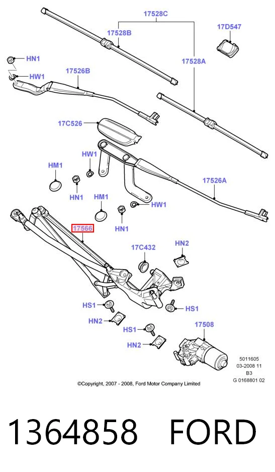 Trapezio del limpiaparabrisas Ford C-Max monovolumen (DM2) (2003 - 2007) precio, desde 109,50 EUR