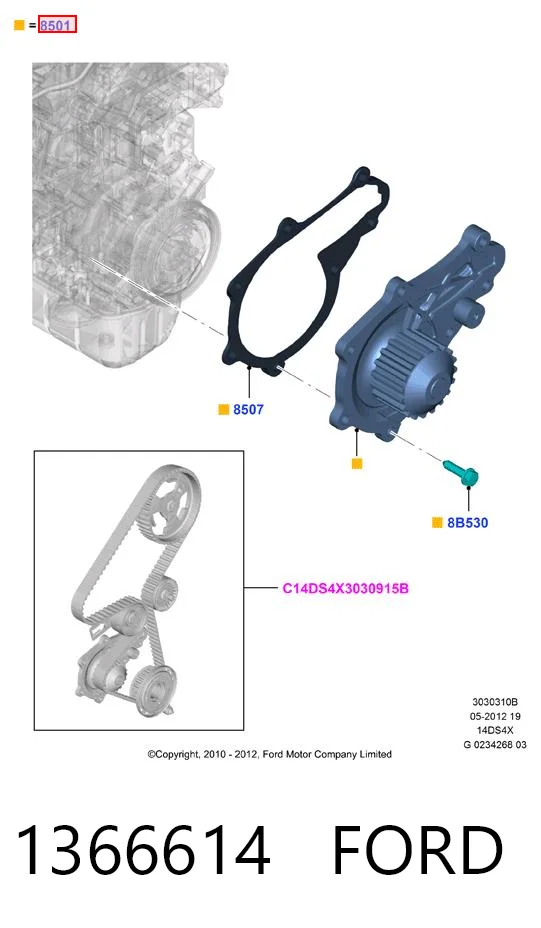 Bomba de agua para Ford Fiesta 