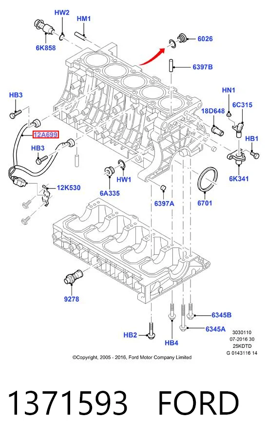 Sensor de detonación Ford Kuga I (2008-2012)