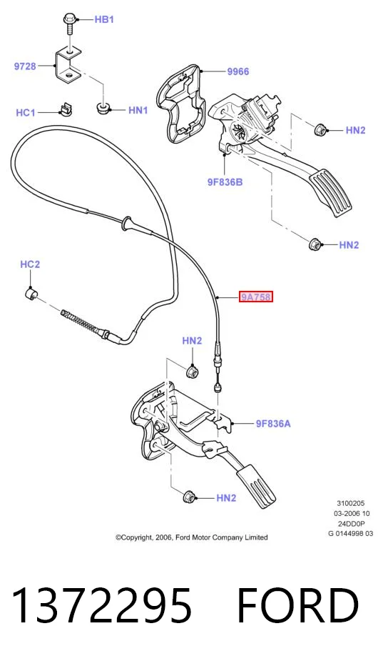 Cable del acelerador para Ford Transit V184/5