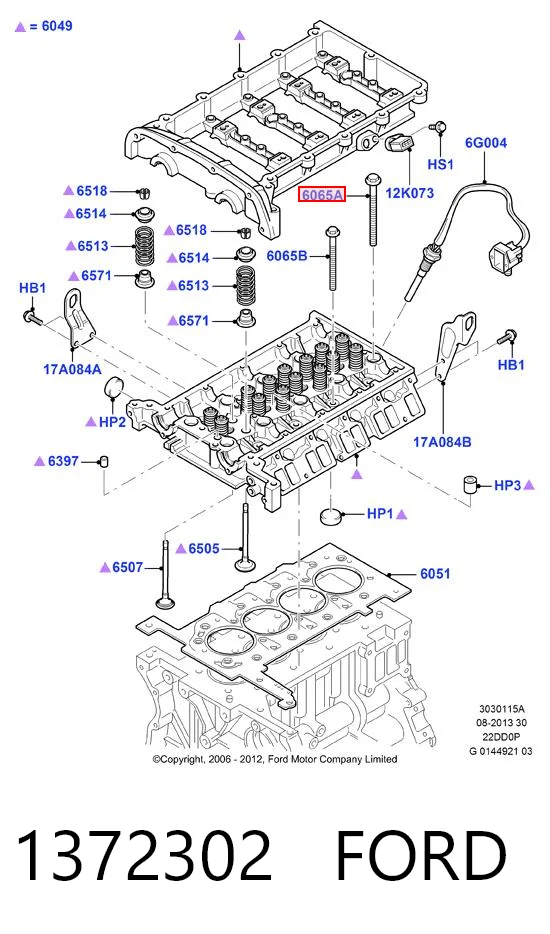 1372302 Ford Pernos de culata