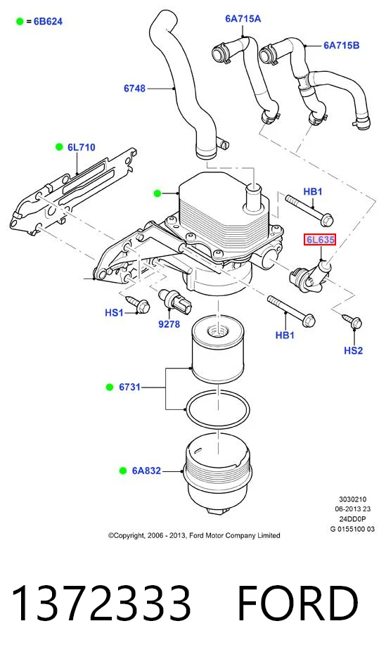 1372333 Ford Termostato del sistema de lubricación del motor