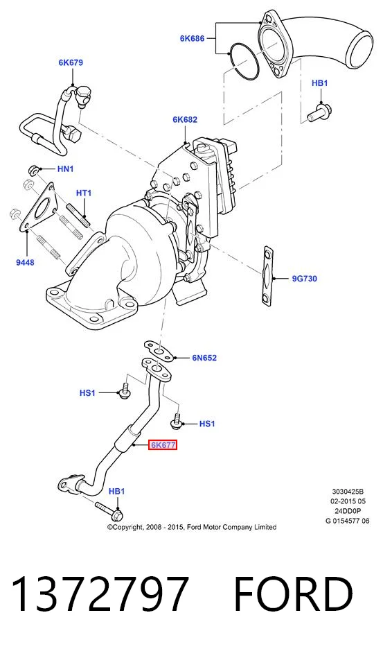 1372797 Ford Tubo de drenaje de aceite de turbocompresor