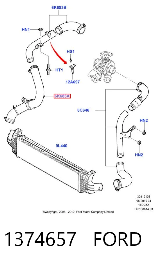 1374657 Ford Manguera del intercooler