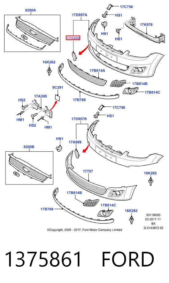 Comprar Tapa del gancho de remolque del parachoques delantero Ford Fiesta V JH, JD a bajo precio