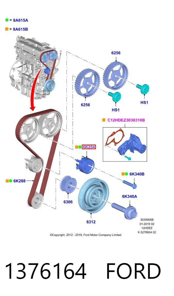 1376164 Ford Rodillo de cadena