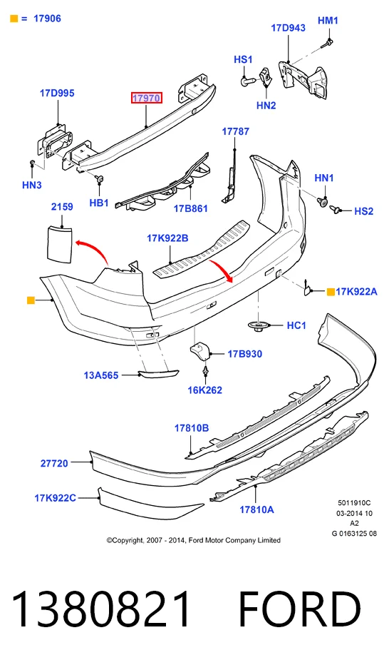 Refuerzo parachoque trasero Ford S-Max 
