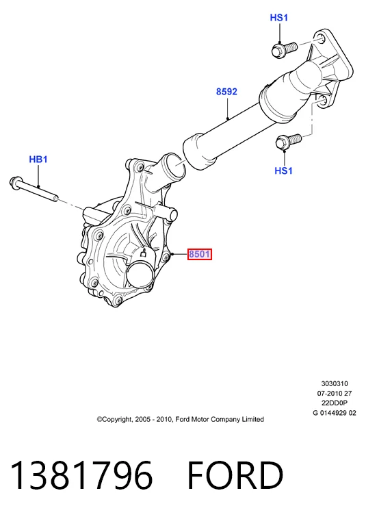 1381796 Ford Bombeadora de agua, completo con caja