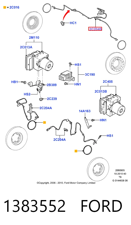 1383552 Ford Sensor revoluciones de la rueda, trasero izquierdo