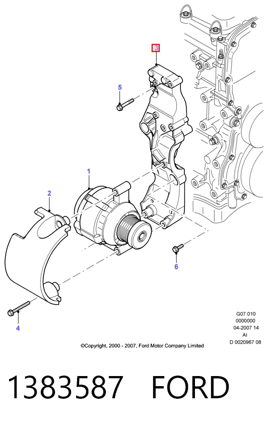 Soporte alternador Ford Transit  (2000-2006)