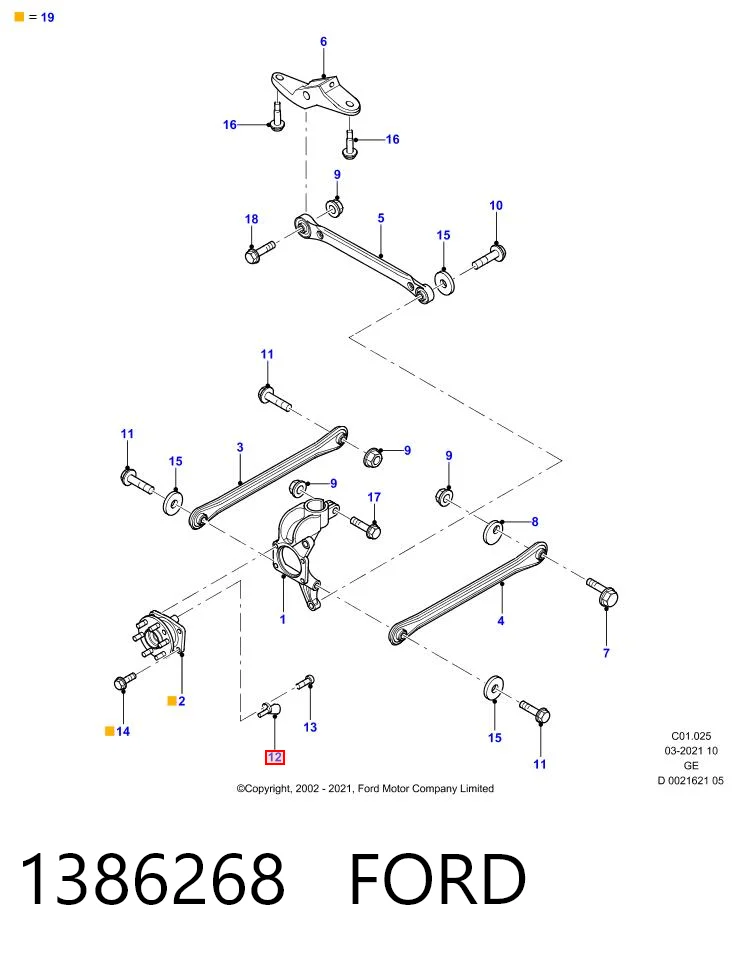 1386268 Ford Sensor de rueda abs