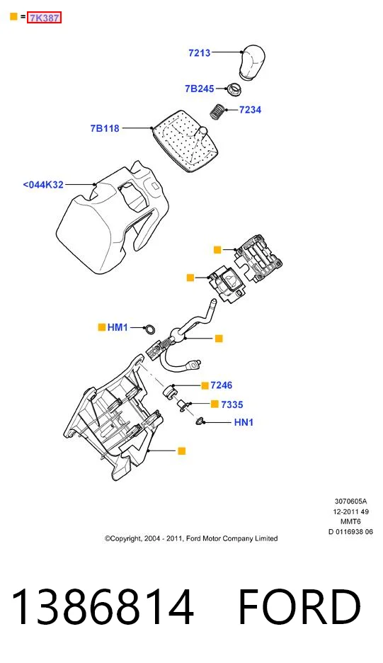 Mecanismo selector de marchas 1386814 FORD