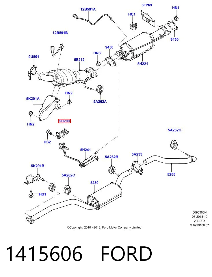 1415606 Ford Sensor de presion de escape