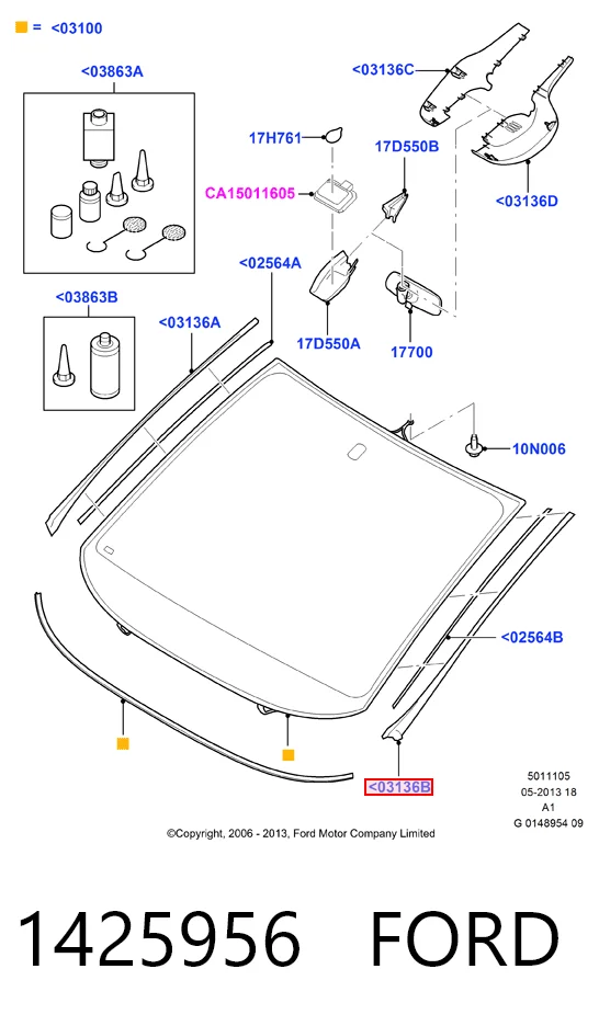Moldura izquierda del parabrisas 1425956 FORD