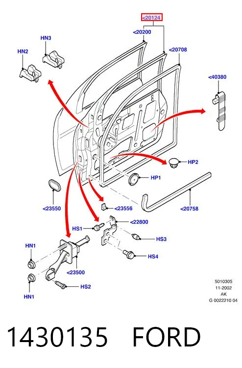 Puerta delantera para Ford Focus I DFW