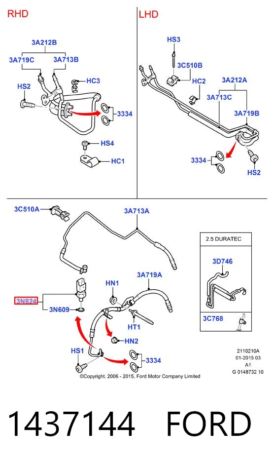 1437144 Ford Sensor de la bomba de dirección asistida
