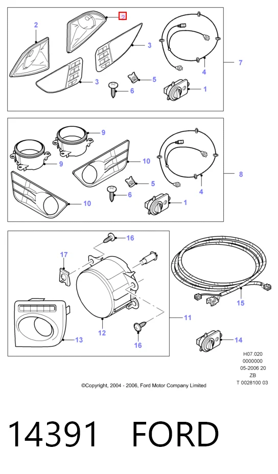 14391 Ford Luces antiniebla  izquierdo