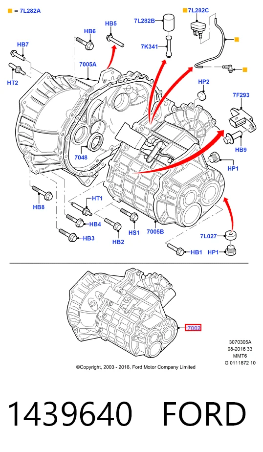 Caja de cambios manual completa 1439640 FORD