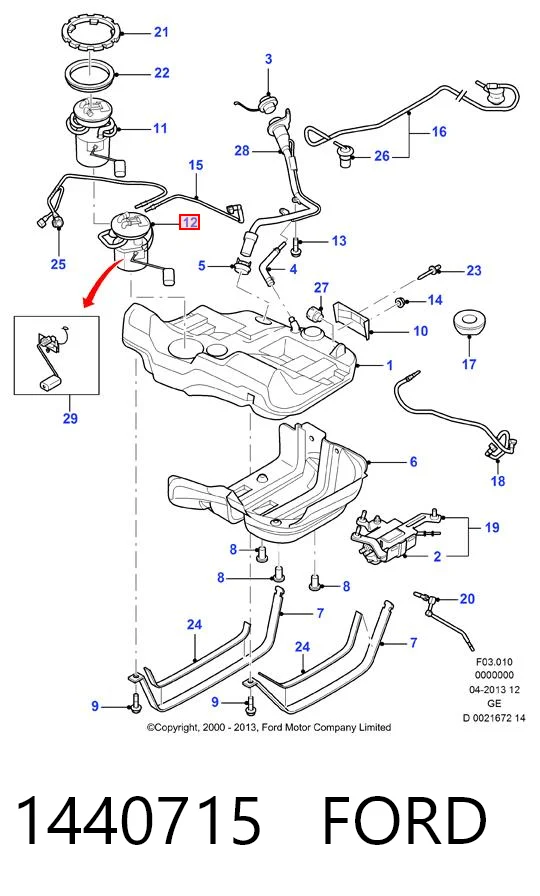 Módulo de bomba de combustible con sensor de nivel de combustible 1440715 FORD