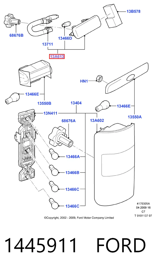 Luz central de freno para Ford Connect  TC7