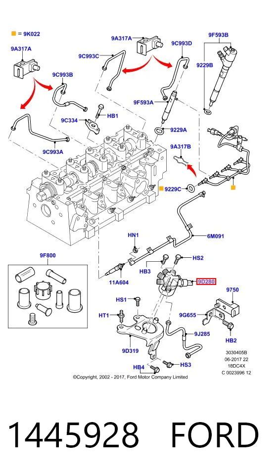 1445928 Ford Sensor de presión de combustible