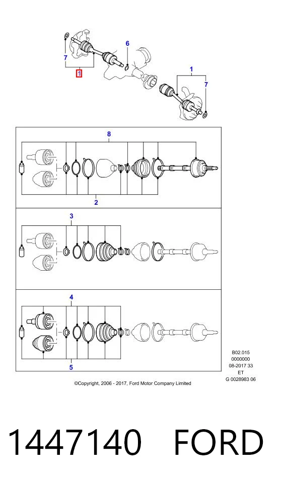 1447140 Ford Semieje delantero izquierdo