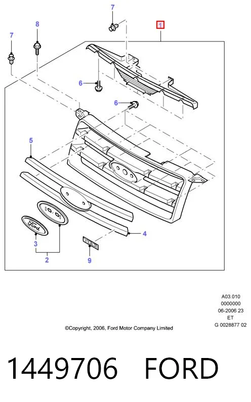 Rejilla de radiador Ford Ranger  (ET)