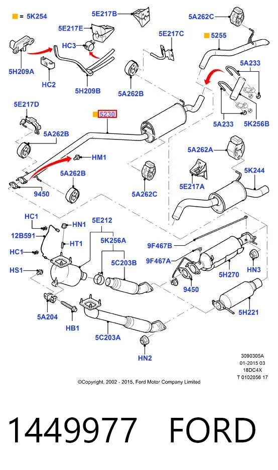 Silenciador central 1449977 FORD