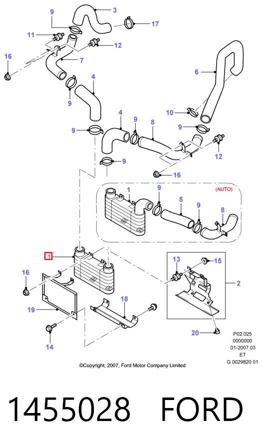 Radiador de aire, intercooler Ford Ranger  (ET)