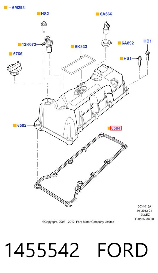 Precio del repuesto Junta de tapa de válvulas Ka  hatchback