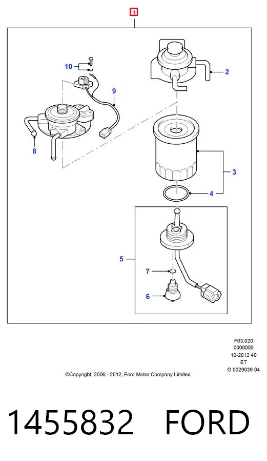 Caja del filtro de combustible Ford Ranger (2006-2011)