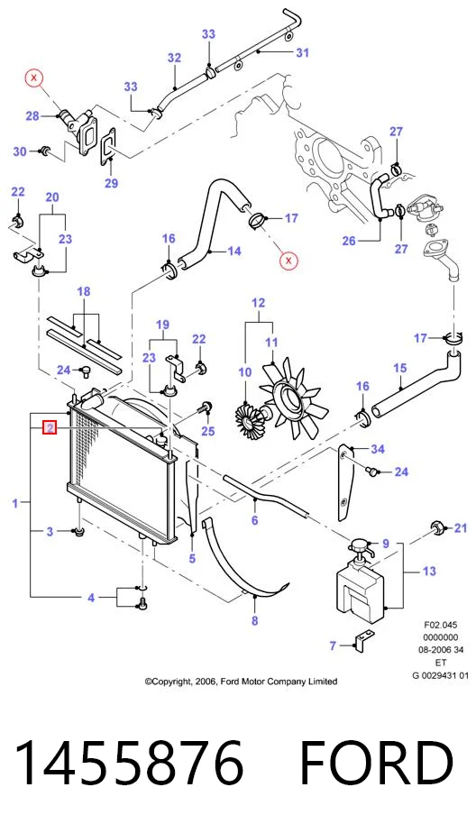 1455876 Ford Tapa de radiador