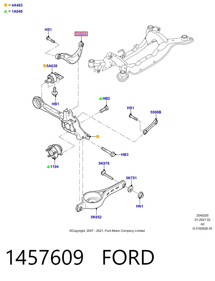 1457609 Ford Brazo superior de suspensión trasera izquierdo/derecho