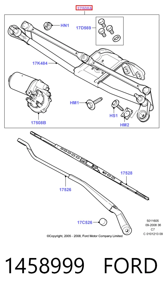 Varillaje de limpiaparabrisas para Ford Connect TOURNEO PU2