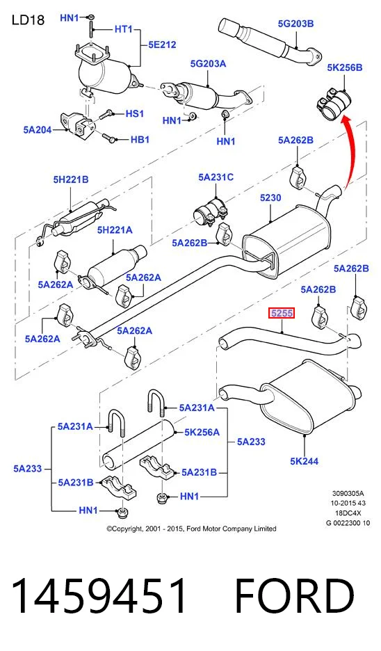 1459451 Ford Silenciador trasero